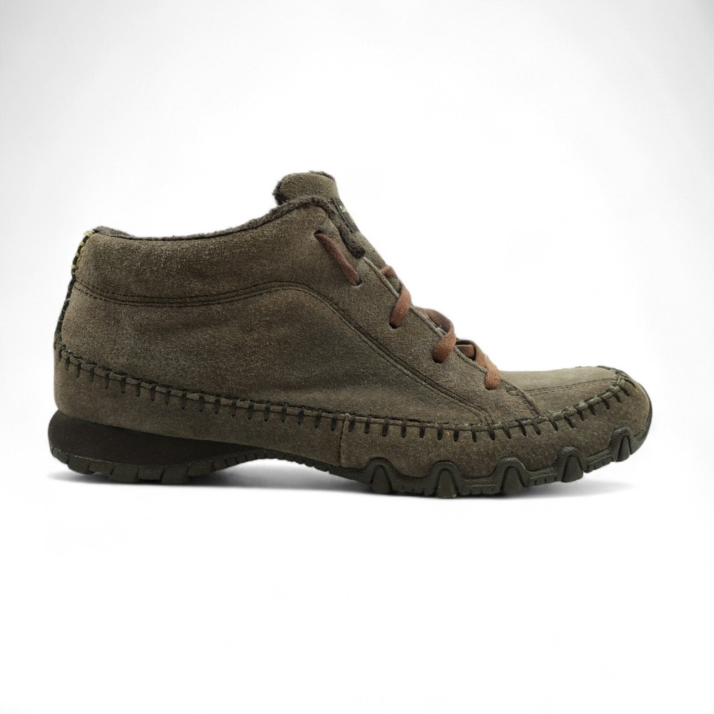 Skechers Shoes‎ Womens 10 Relaxed Fit Brown Leather Faux Fur Bikers Totem Pole
